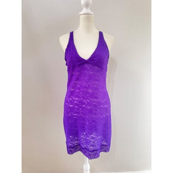 Victoria’s Secret Other - victoria's secret purple lace slip on adjustable strap mini dress